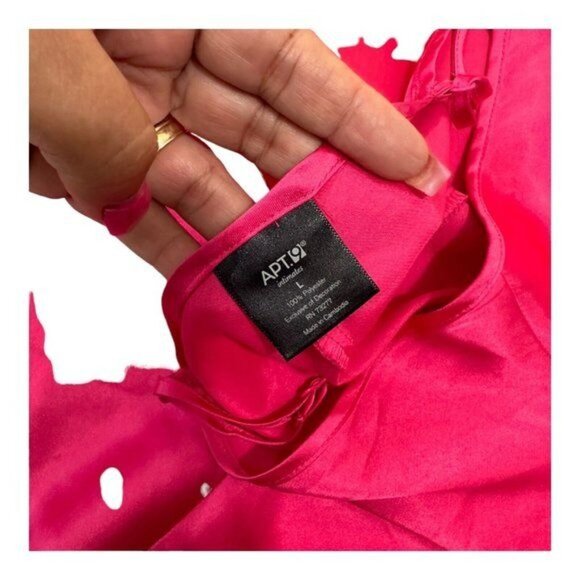 Apt 9 Womens Intimates Top Sz L Pink Satin-Black Lace-Sleeveless Sleepwear - Picture 3 of 10